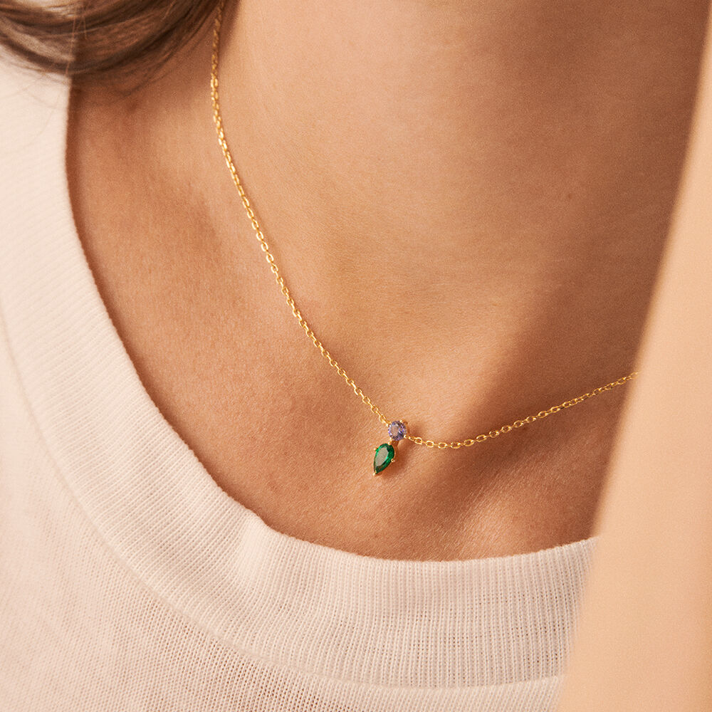 Choker necklace ASTRE - Green / Golden - All jewellery  | Agatha