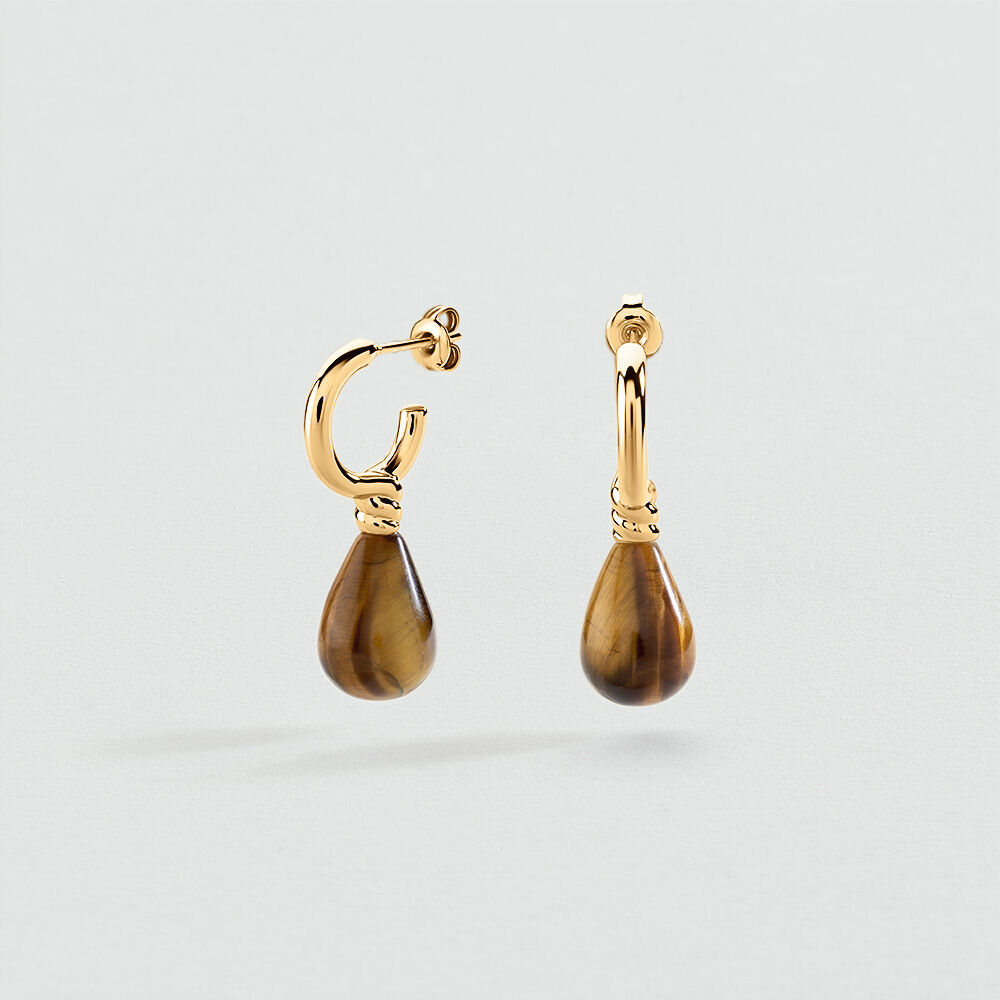 Hoops PEARL BATIGNOLLES - Brown / Gold - Earrings  | Agatha