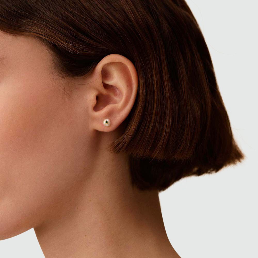 Stud earrings DIONE - Pearl / Green - Earrings  | Agatha