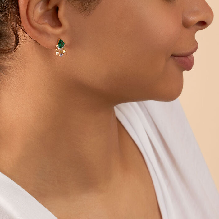 Long earrings ASTRE - Green / Gold - All earings  | Agatha