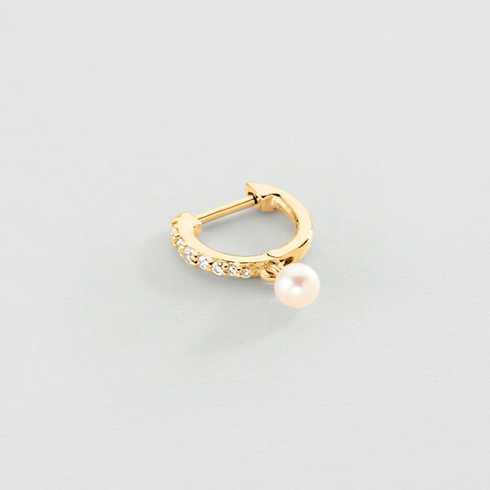 Hoops PEARL MIX & MATCH - Pearl / Gold - Genuine silver  | Agatha