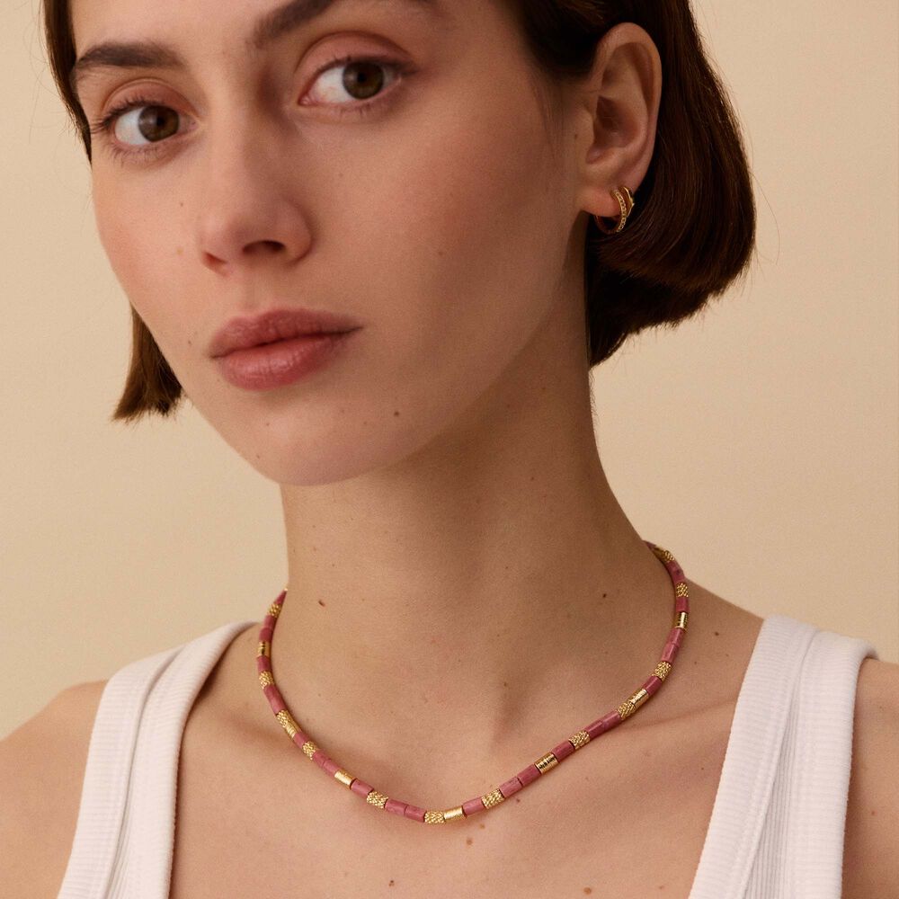 Choker necklace PETRA - Rhodochrosyte / gold - All jewellery  | Agatha