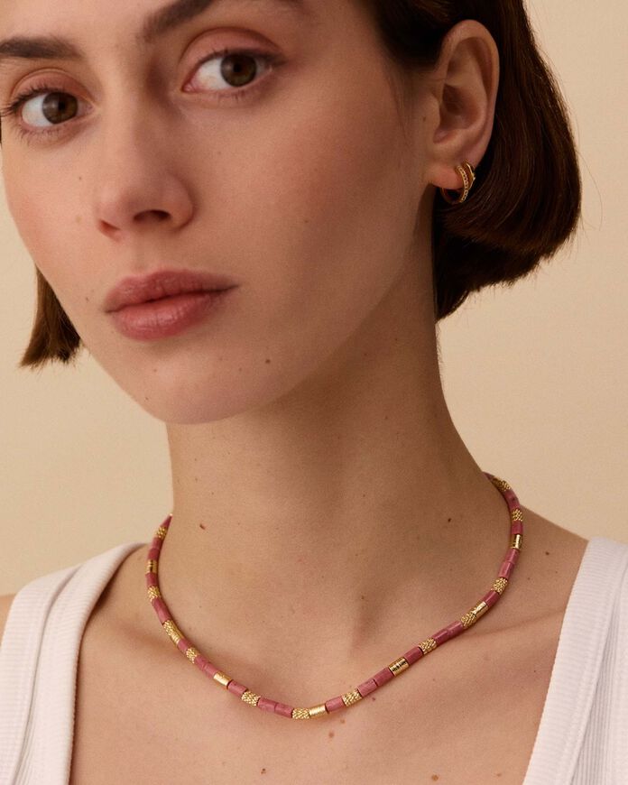 Choker necklace PETRA - Rhodochrosyte / gold - All jewellery  | Agatha