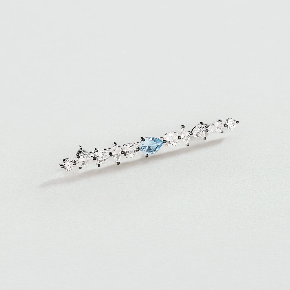 Brooch JACKIE - Silver / Aquamarine blue  - Accessories  | Agatha