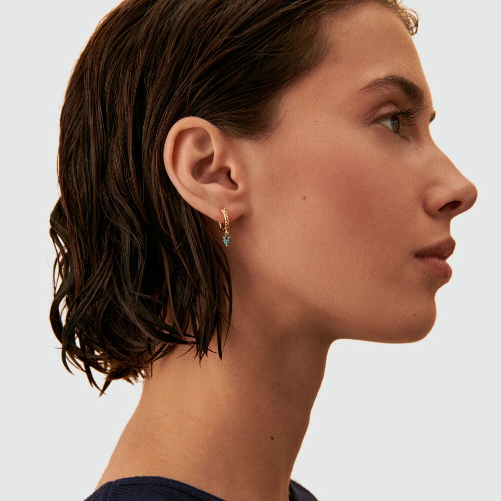 Hoop piercing MAMBA - Turquoise / Gold - Genuine silver  | Agatha